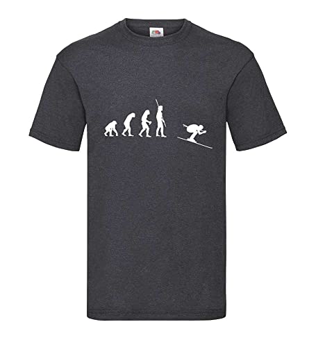 Evolution Ski Abfahrt Männer T-Shirt Dunkelgrau Meliert L von shirt84