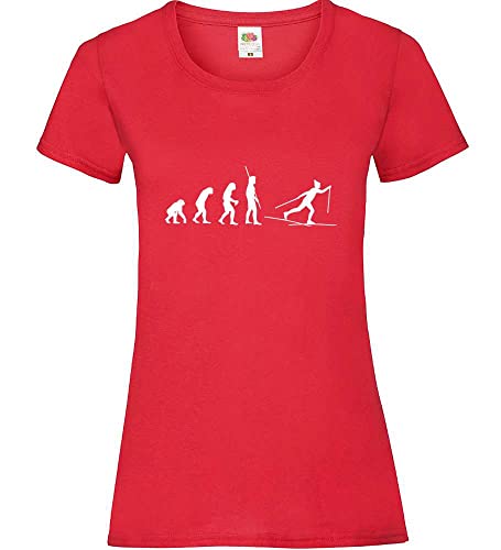 Evolution Ski Langlauf Frauen Lady-Fit T-Shirt Rot S von shirt84