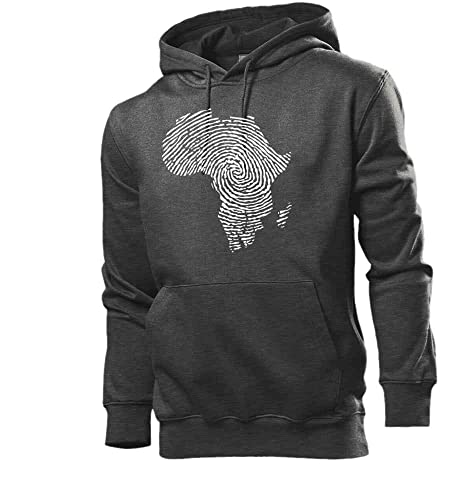 Fingerabdruck Afrika Männer Hoodie Sweatshirt Dunkel Grau meliert XL von shirt84