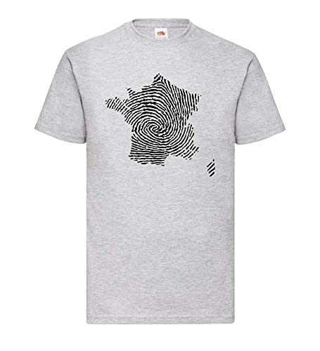 Frankreich Fingerabdruck Männer T-Shirt Grau L von shirt84