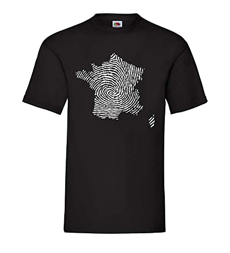 Frankreich Fingerabdruck Männer T-Shirt Schwarz M von shirt84