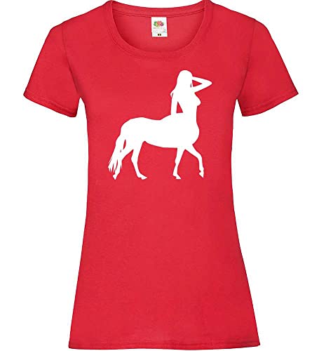 Frauenkörper auf Pferd Frauen Lady-Fit T-Shirt Rot M von shirt84