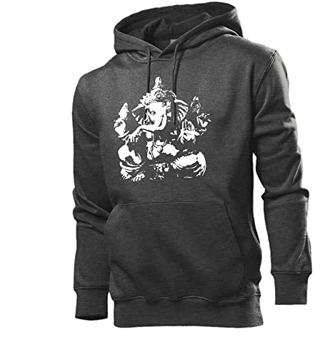 Ganesha Männer Hoodie Sweatshirt Dunkel Grau meliert L von shirt84