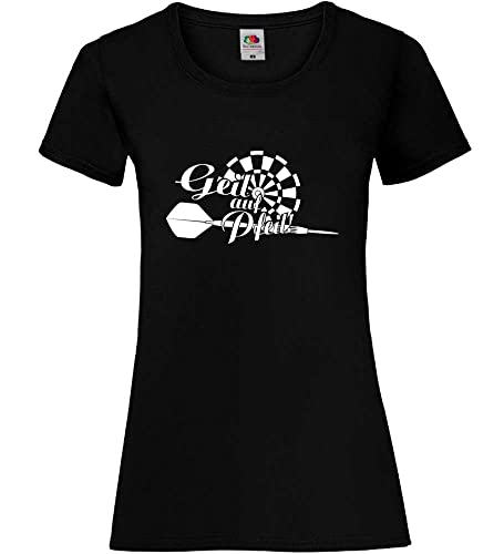 Geil auf Pfeil! Darts Frauen Lady-Fit T-Shirt Schwarz XL von shirt84