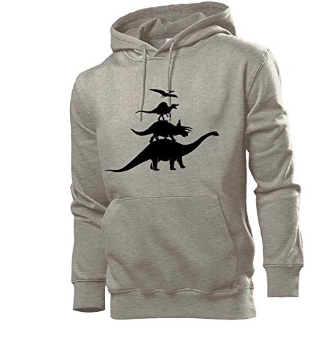 Generisch Dino Stadtmusikanten Männer Hoodie Sweatshirt Grau L von shirt84