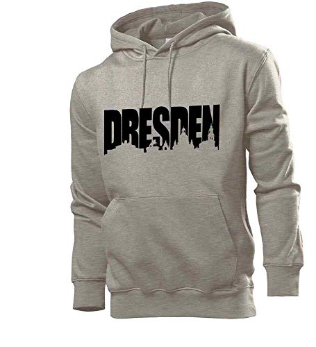 Generisch Dresden Skylineschatten Männer Hoodie Sweatshirt Grau M von shirt84