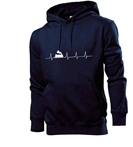 Generisch Herzschlag Eisenbahn Männer Hoodie Sweatshirt Navy XXL von shirt84