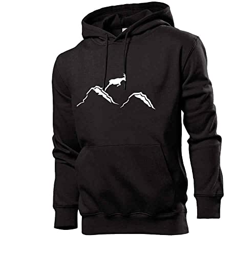 Generisch Springender Steinbock Berge Männer Hoodie Sweatshirt Schwarz L von shirt84
