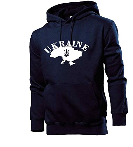 Generisch Ukraine mit Wappen 2.0 Männer Hoodie Sweatshirt Navy L von shirt84