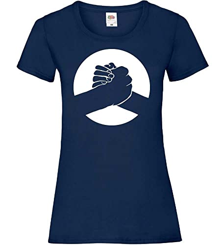 Handschlag Frauen Lady-Fit T-Shirt Navy L von shirt84