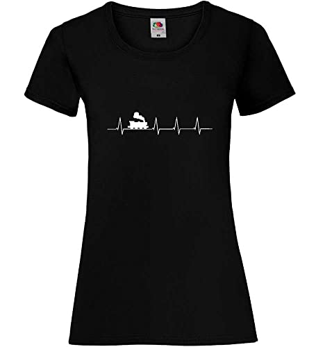 Herzschlag Eisenbahn Frauen Lady-Fit T-Shirt Schwarz XS von shirt84