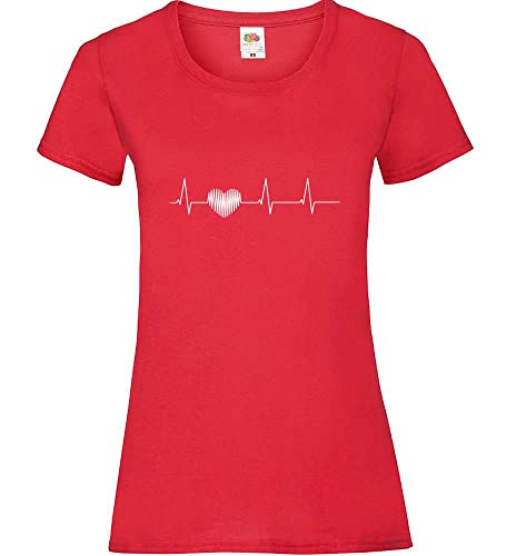 Herzschlag Herz Frauen Lady-Fit T-Shirt Rot XL von shirt84