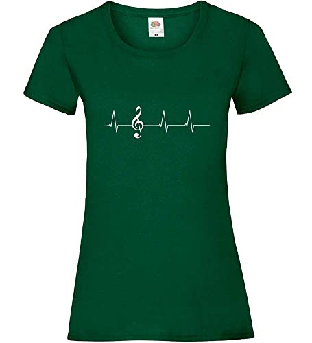 Herzschlag Notenschlüssel Frauen Lady-Fit T-Shirt Flaschengrün S von shirt84