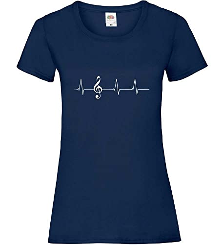 Herzschlag Notenschlüssel Frauen Lady-Fit T-Shirt Navy S von shirt84