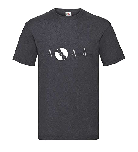 Herzschlag Schallplatte Männer T-Shirt Dunkelgrau Meliert 3XL von shirt84