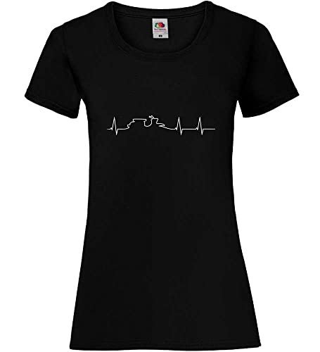 Herzschlag Simson Schwalbe Frauen Lady-Fit T-Shirt Schwarz M von shirt84