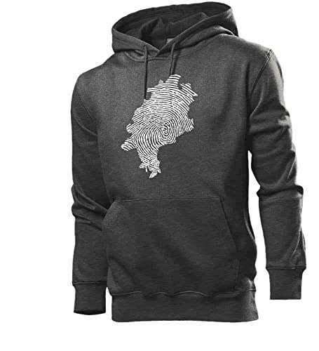 Hessen Fingerabdruck Männer Hoodie Sweatshirt Dunkel Grau meliert XL von shirt84