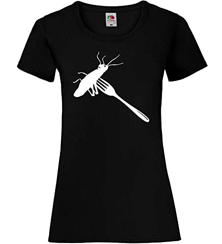 Heuschrecke auf Gabel Frauen Lady-Fit T-Shirt Schwarz M von shirt84