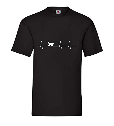 Katzen Herzschlag Männer T-Shirt Schwarz XL von shirt84