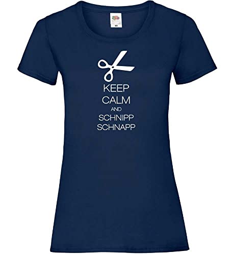 Keep Calm Friseur Frauen Lady-Fit T-Shirt Navy M von shirt84