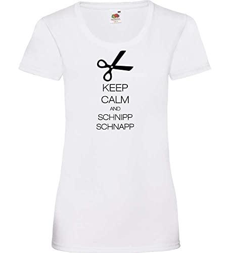 Keep Calm Friseur Frauen Lady-Fit T-Shirt Weiß XXL von shirt84