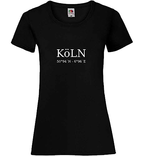 Köln Koordinaten Frauen Lady-Fit T-Shirt Schwarz XL von shirt84