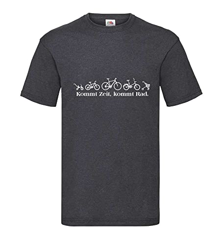 Kommt Zeit, kommt Rad. Männer T-Shirt Dunkelgrau Meliert L von shirt84