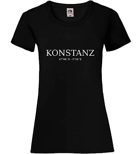 Konstanz Koordinaten Frauen Lady-Fit T-Shirt Schwarz M von shirt84