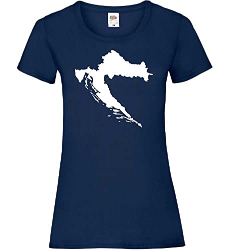 Kroatien Umriss Frauen Lady-Fit T-Shirt Navy L von shirt84