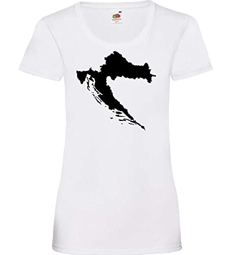 Kroatien Umriss Frauen Lady-Fit T-Shirt Weiß S von shirt84