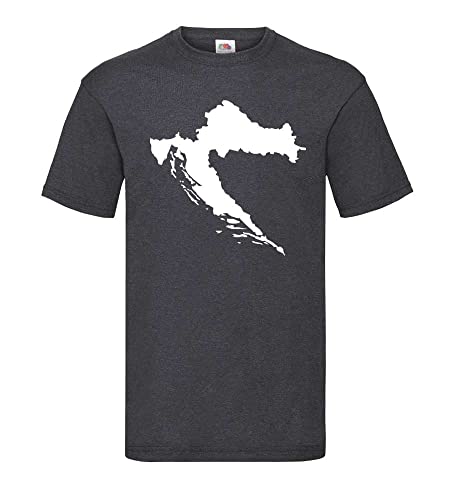 Kroatien Umriss Männer T-Shirt Dunkelgrau Meliert M von shirt84