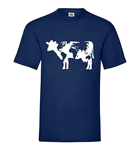 Kuh mit Weltkarte Männer T-Shirt Navy XXL von shirt84