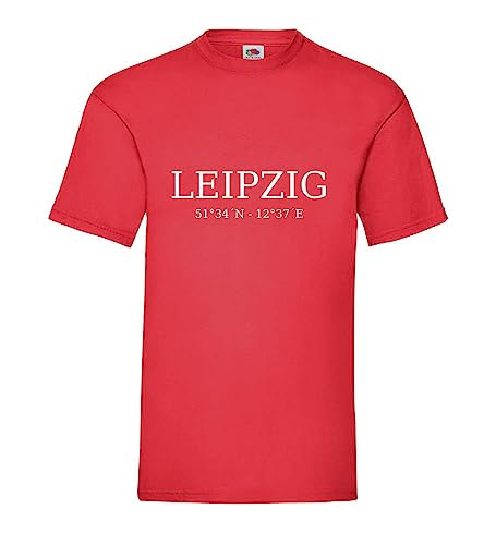 Leipzig Koordinaten Männer T-Shirt Rot XL von shirt84