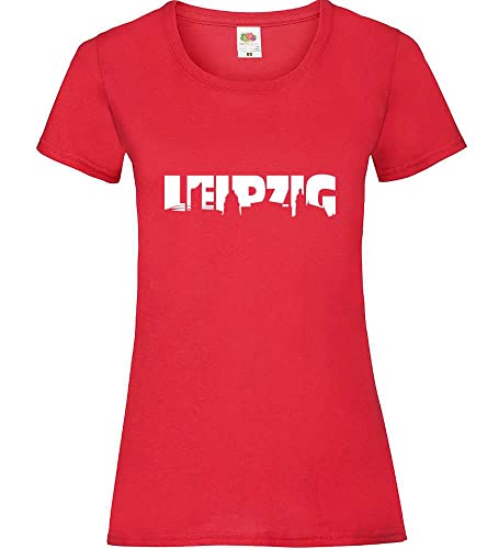 Leipzig Skyline Frauen Lady-Fit T-Shirt Rot XS von shirt84