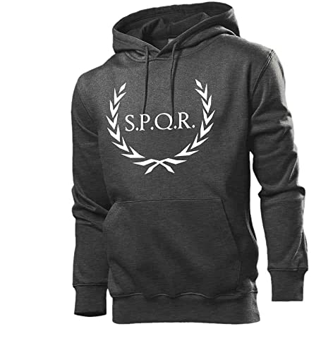 Lorbeerkranz SPQR Rom Männer Hoodie Sweatshirt Dunkel Grau meliert 3XL von shirt84