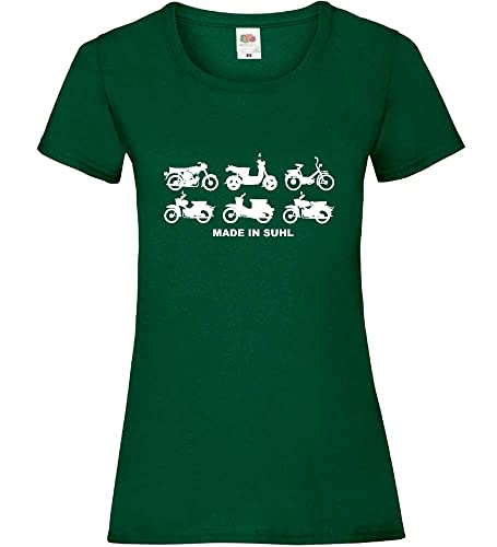 Made in Suhl Simson Mopeds Frauen Lady-Fit T-Shirt Flaschengrün S von shirt84