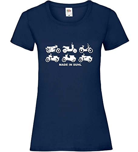 Made in Suhl Simson Mopeds Frauen Lady-Fit T-Shirt Navy M von shirt84