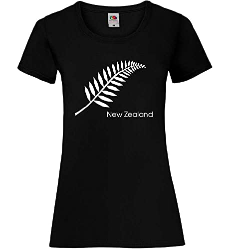 Neu Seeland Feder Frauen Lady-Fit T-Shirt Schwarz M von shirt84