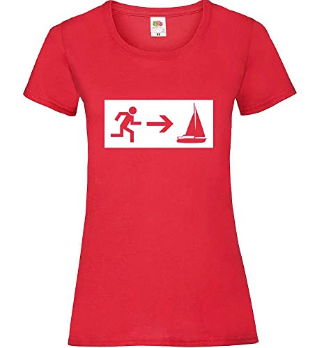 Notausgang Segelboot Frauen Lady-Fit T-Shirt Rot L von shirt84