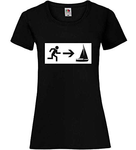 Notausgang Segelboot Frauen Lady-Fit T-Shirt Schwarz XL von shirt84