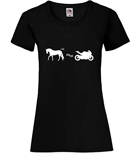 Pferd ist Motorrad Frauen Lady-Fit T-Shirt Schwarz XXL von shirt84