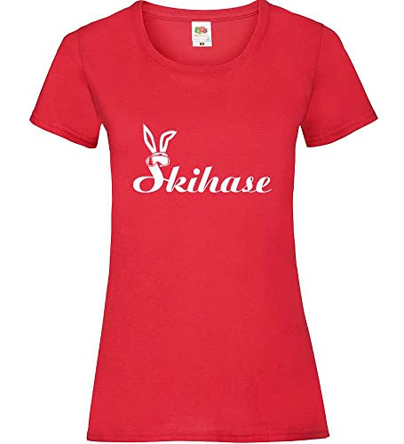 Skihase Frauen Lady-Fit T-Shirt Rot S von shirt84