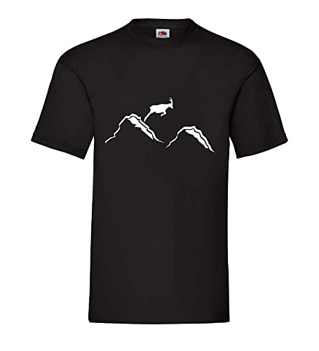 Springender Steinbock Berge Männer T-Shirt Schwarz S von shirt84