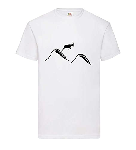 Springender Steinbock Berge Männer T-Shirt Weiß L von shirt84