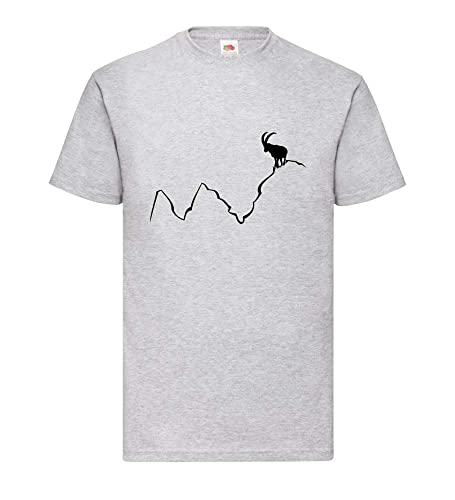 Steinbock auf Bergspitze Männer T-Shirt Grau L von shirt84