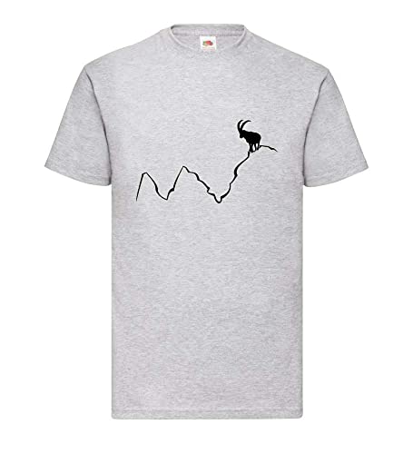 Steinbock auf Bergspitze Männer T-Shirt Grau XL von shirt84