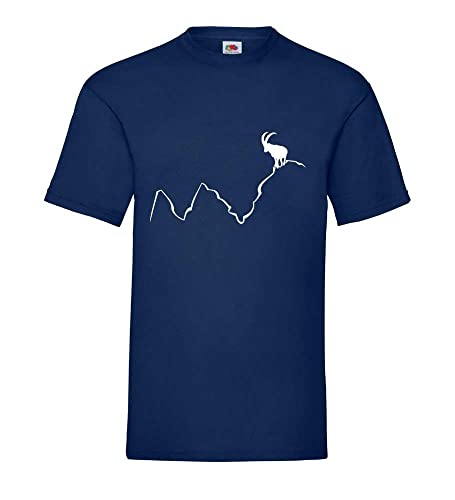 Steinbock auf Bergspitze Männer T-Shirt Navy XL von shirt84