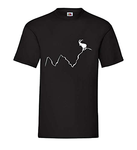 Steinbock auf Bergspitze Männer T-Shirt Schwarz L von shirt84