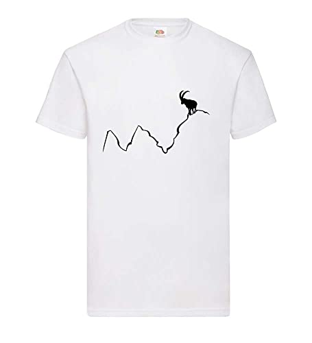 Steinbock auf Bergspitze Männer T-Shirt Weiß M von shirt84