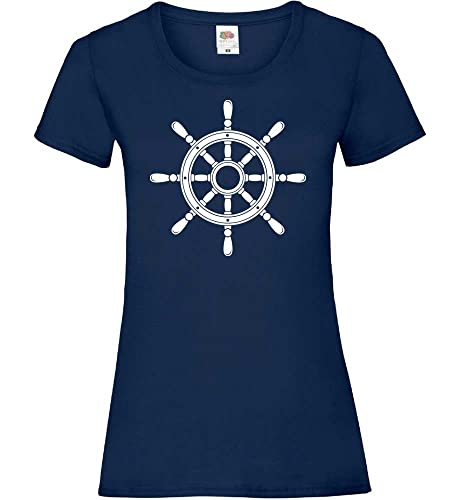 Steuerrad vom Schiff Frauen Lady-Fit T-Shirt Navy S von shirt84